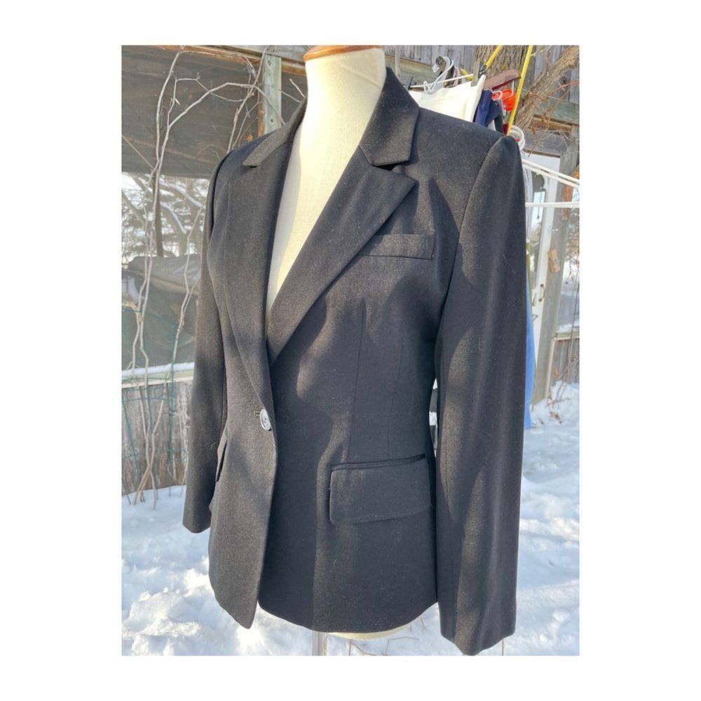 Banana Republic Black Wool Blazer Fitted Single Breast Notched Collar Sz M - Picture 2 of 7
